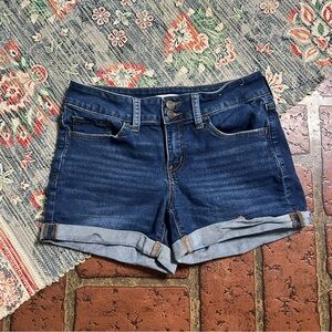 SO low rise favorite midi cuffed denim shorts